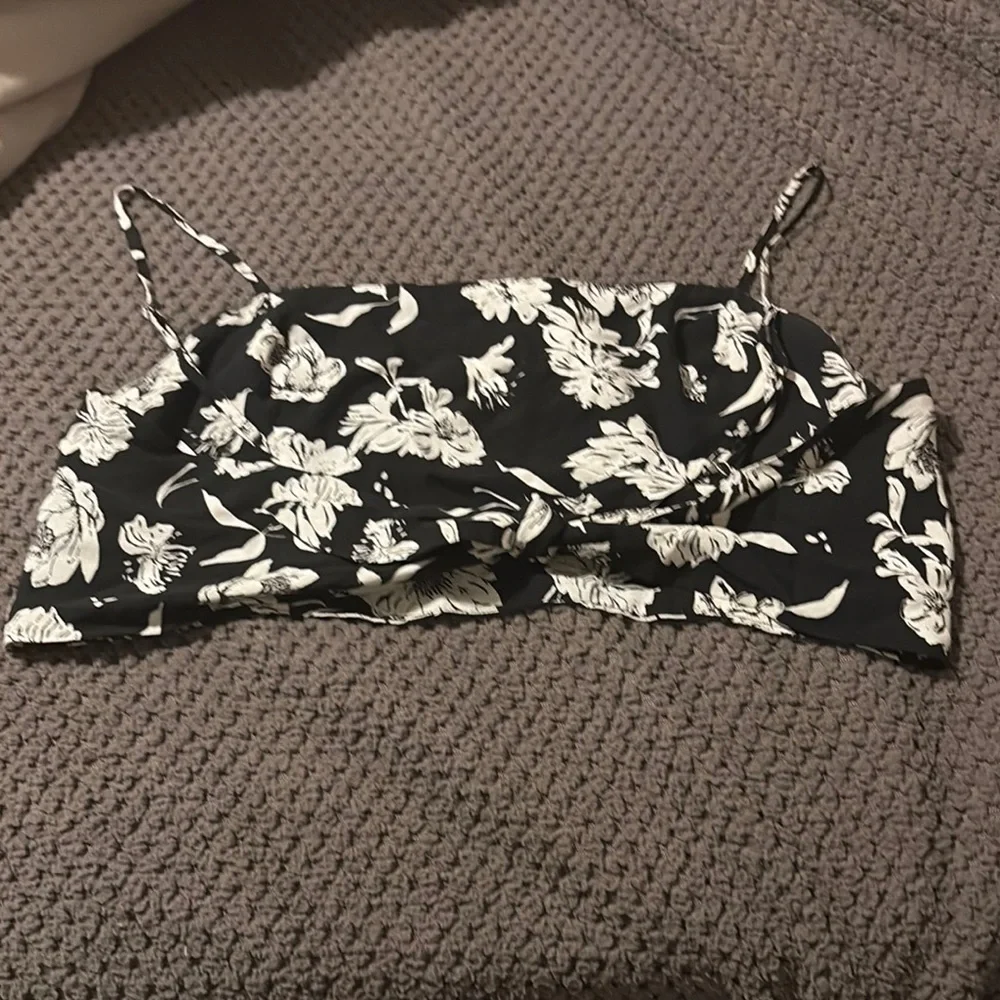 Free People Black and White Fitted Crop Camisole - Picture 2 of 4